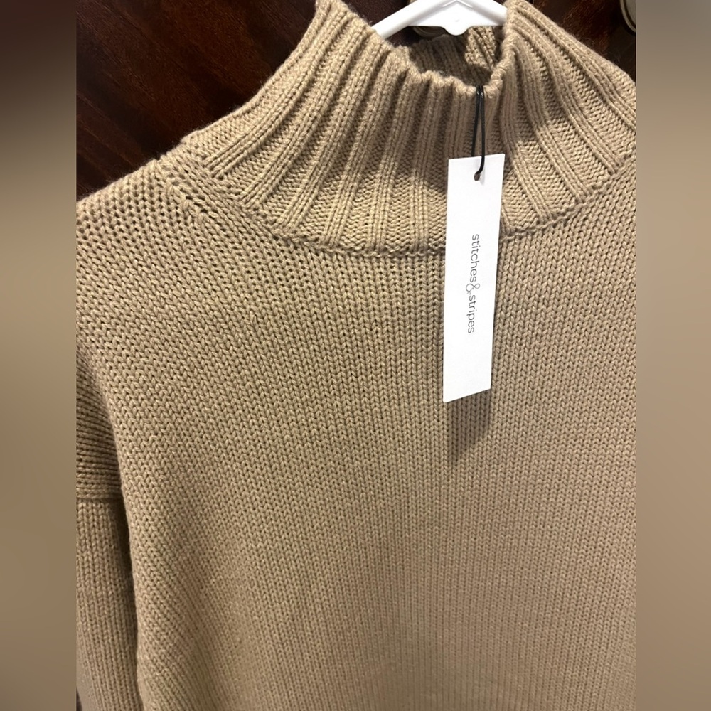Revolves Stitches & Stripes Cozy Tan Turtleneck Sweater Dress - Picture 4 of 5